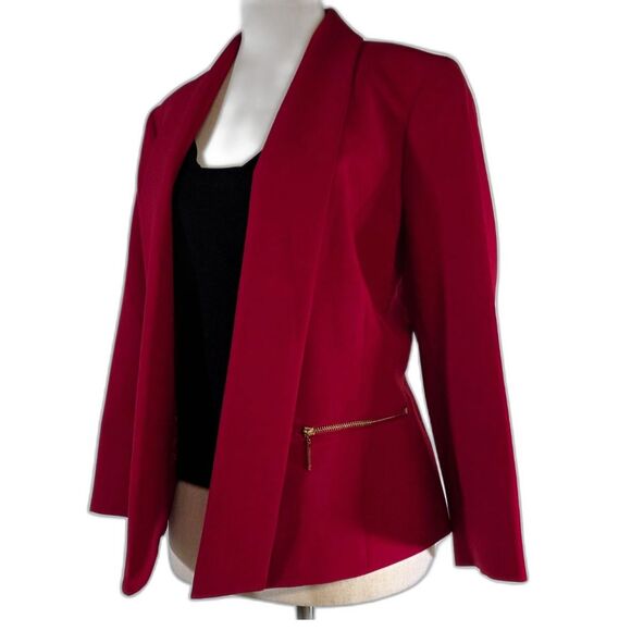 Black Label by Evan Picone Crimson Red Open Blazer Size 8 - Picture 1 of 13